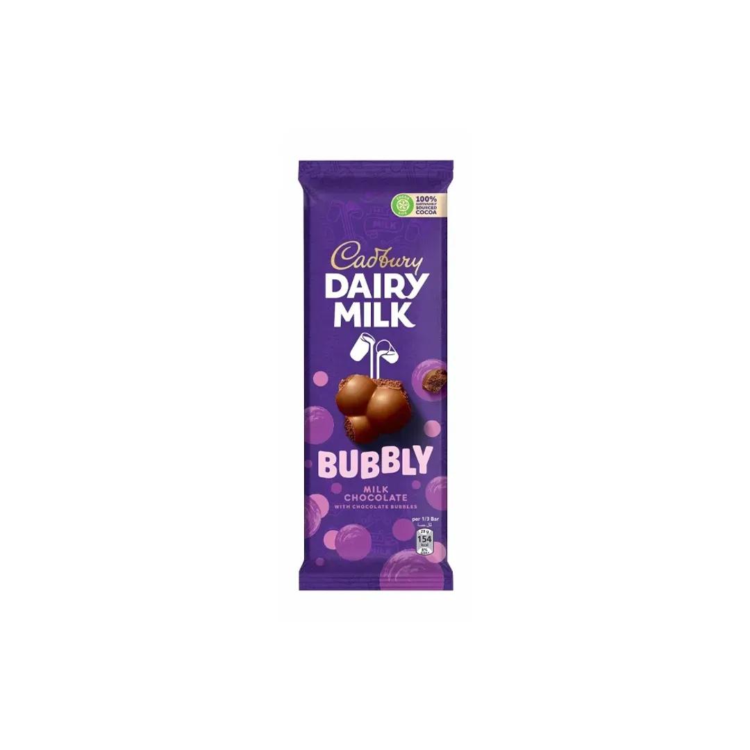 Cadbury Dairy Milk Bubbly Chocolate Bar, 87g