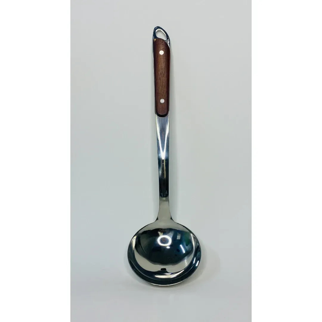 SS Spoon Plain 35cm Wooden Handle 16563