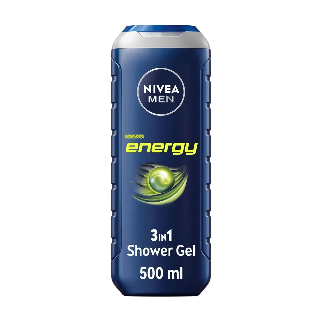 NIVEA Men Energy Shower Gel for Body, Face & Hair with Mint Extract, 500ml