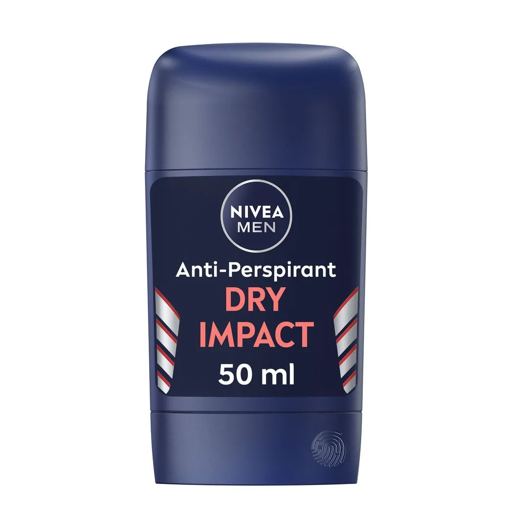 NIVEA Men Dry Impact 48H Antibacterial Antiperspirant Deodorant Stick, 50ml