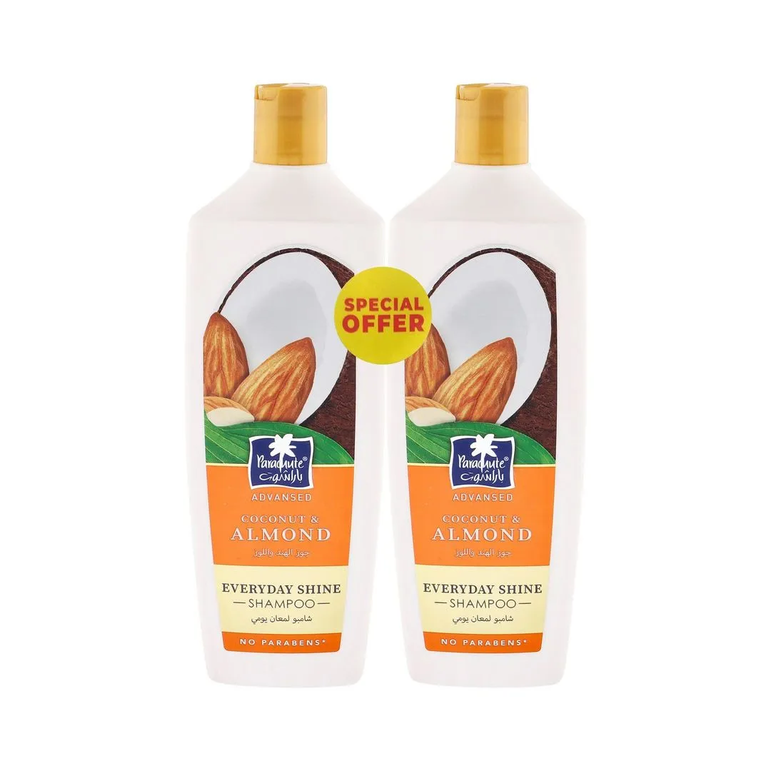 Parachute Advansed Everyday Shine Shampoos with Coconut & Almond Extracts - parabens free, 2x340ml