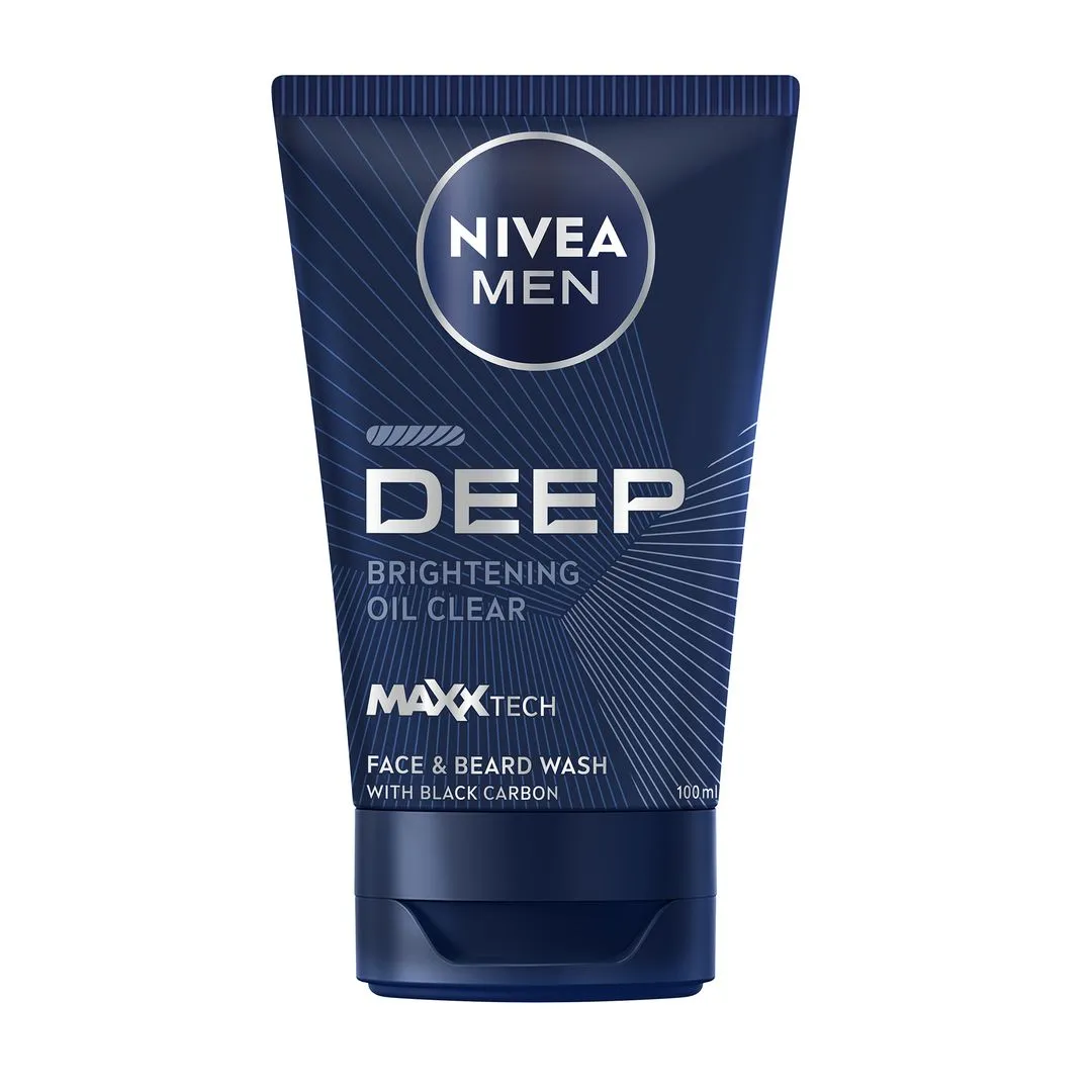 Nivea Deep Active Charcoal Face & Beard Cleanser Face Wash for Men, 100ml