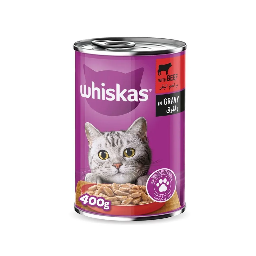 Whiskas Beef in Gravy Wet Cat Food Can, 400g