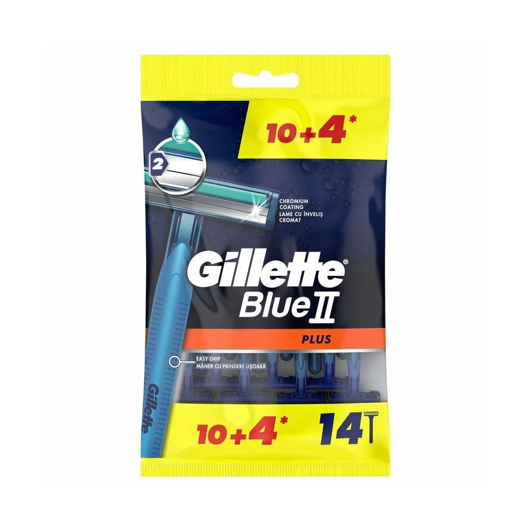 Gillette Blue 2 Plus Disposable Razors, 10+4 Pieces