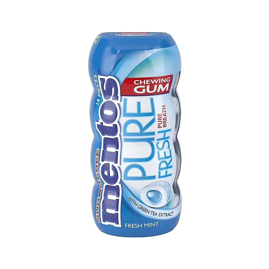 Mentos Pure Fresh Chewing Gum Mint Flavor with Green Tea Extract, 4 Pieces