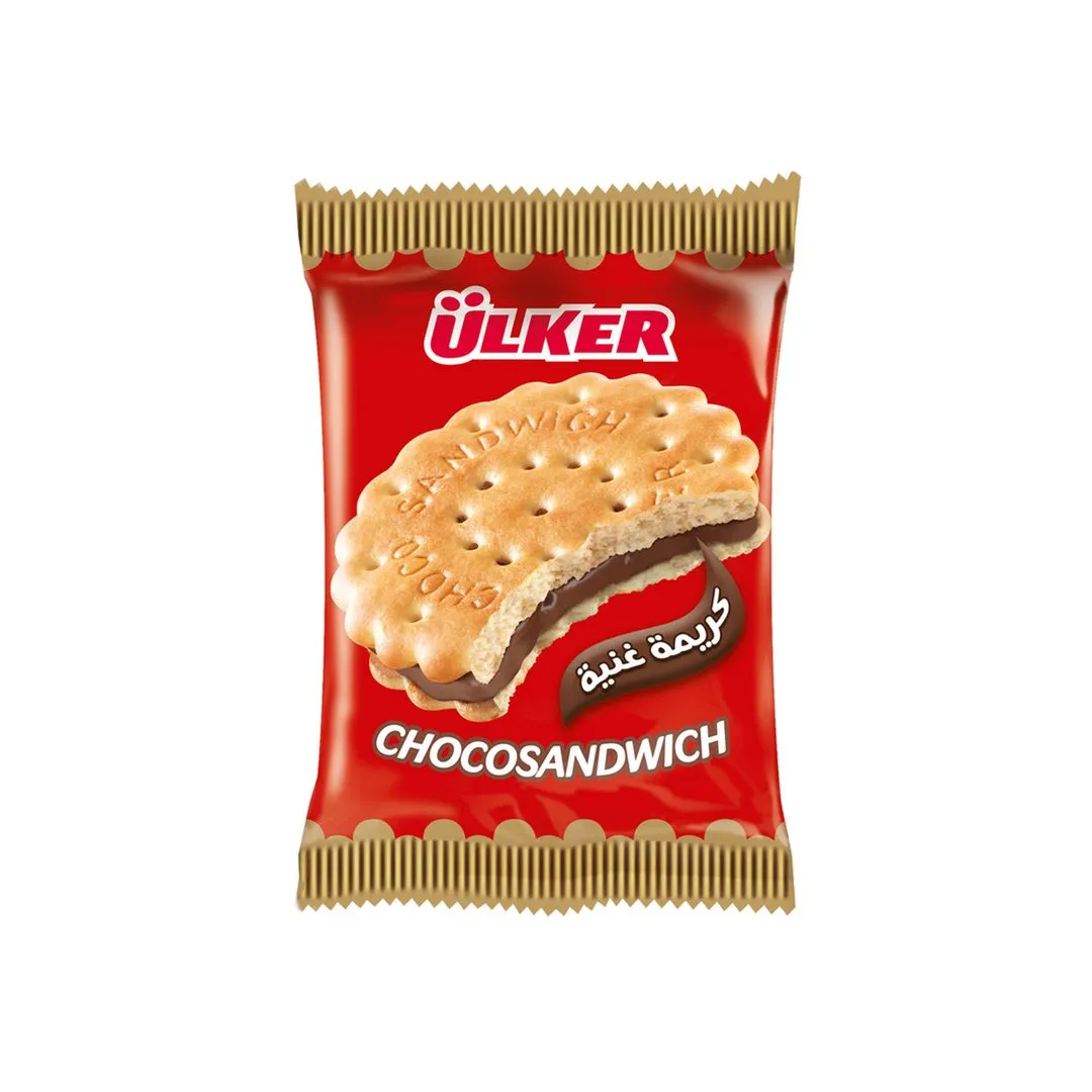 Ulker Choco Sandwich Hazelnut Cocoa Cream Filled Biscuit, 23.5g