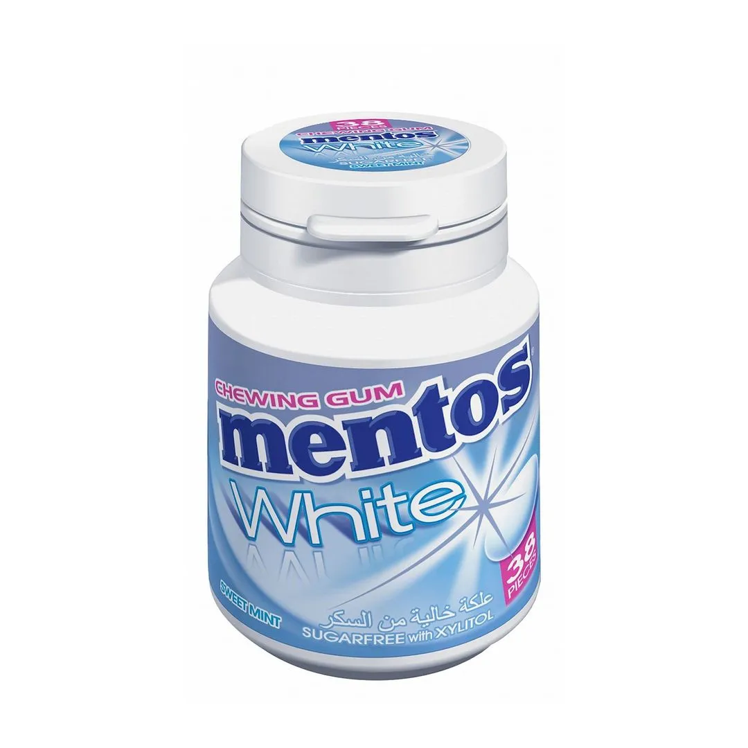 Mentos White Sweet Mint Chewing Gum Bottle, 54g
