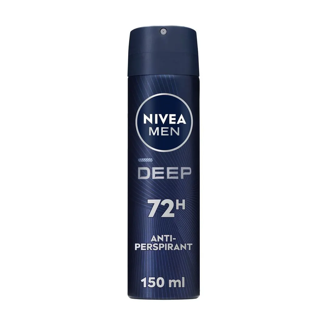Nivea Men Antiperspirant Deep Black Carbon Dark Wood Scent Deodorant Spray, 150ml