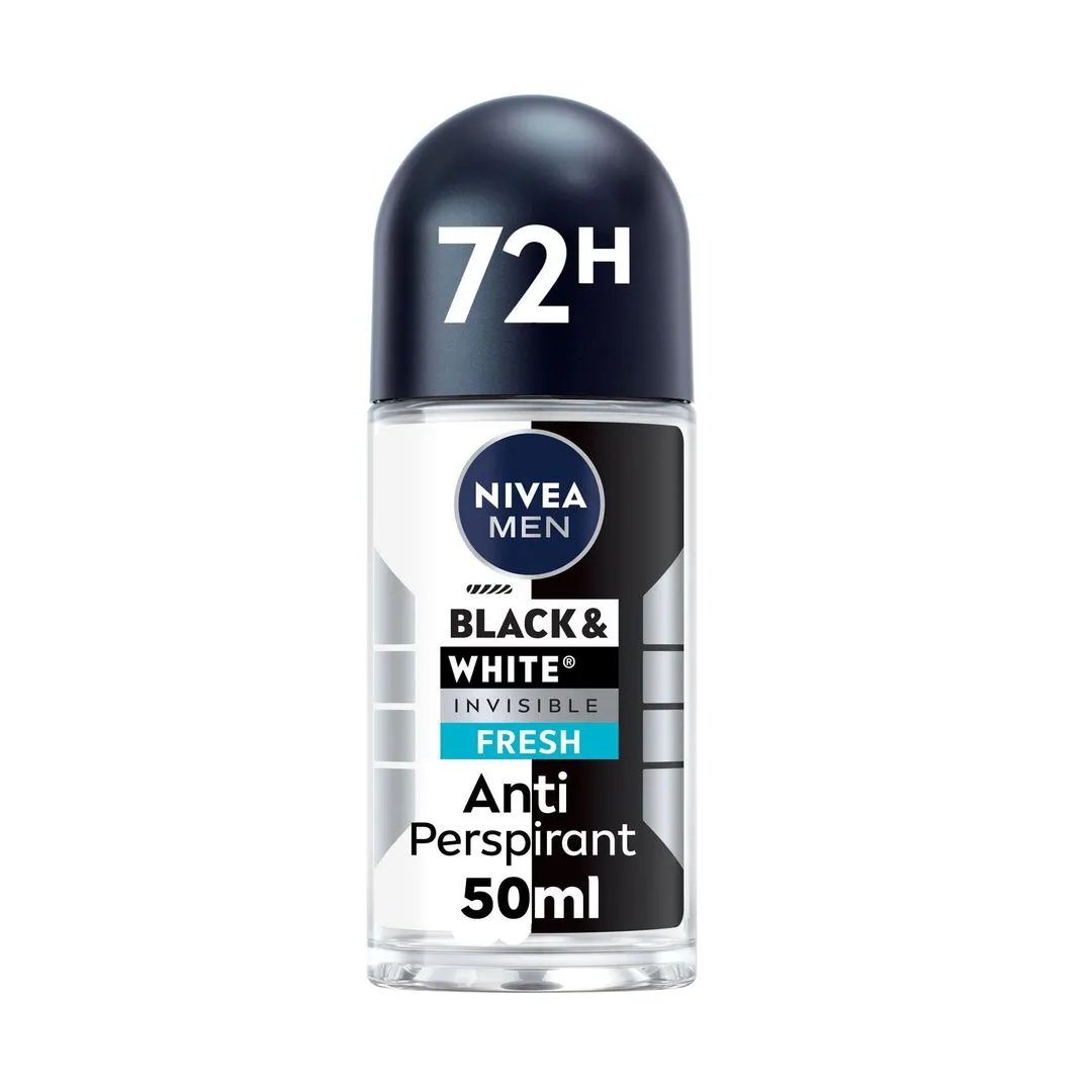 Nivea Men Black & White Roll-On Deodorant 72H, 150ml