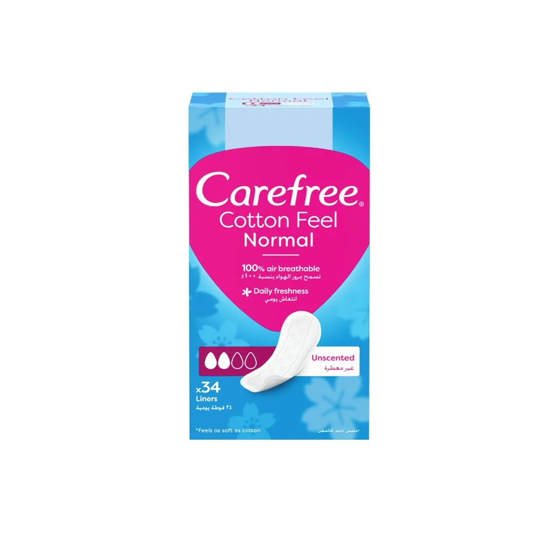 Carefree Breathable Daily Panty Liners, 34 Pieces
