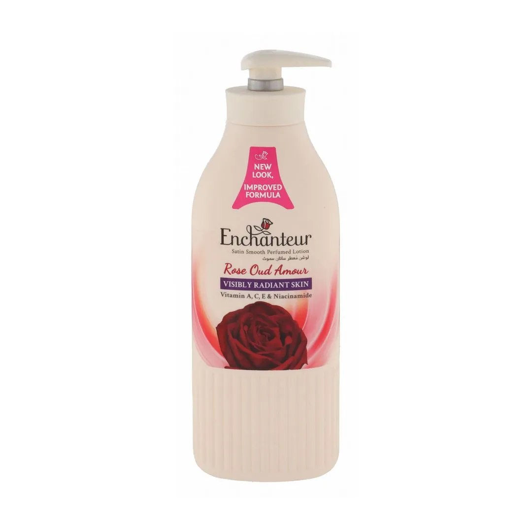 Enchanteur Rose Oud Amour Satin Smooth Perfumed Body Lotion with Niacinamide & Vitamins, 500ml
