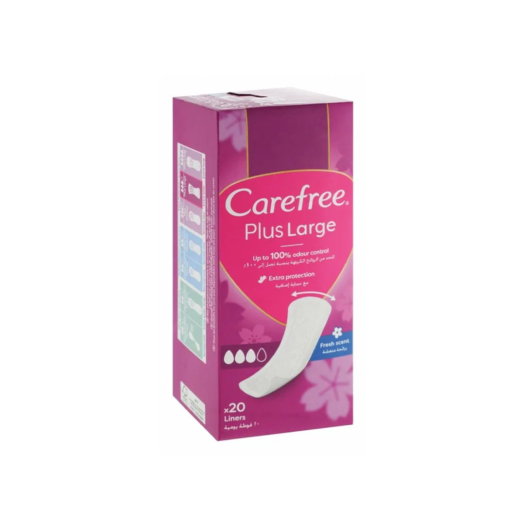 Carefree Plus Large Fresh Scent Pantyliners, 20 Pieces