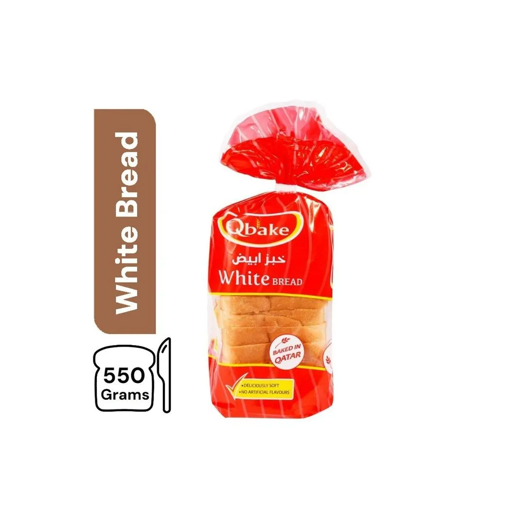 Qbake Medium White Sliced Bread, 550g