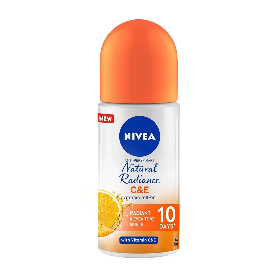NIVEA Natural Radiance Antiperspirant Roll-On with Vitamin C & E for Women, 50ml