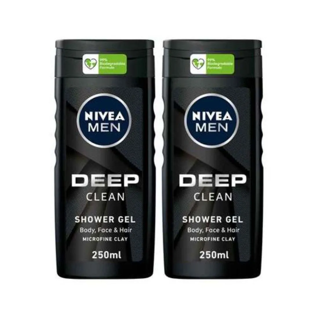 Nivea Men Deep Shower Gel, 2x250ml