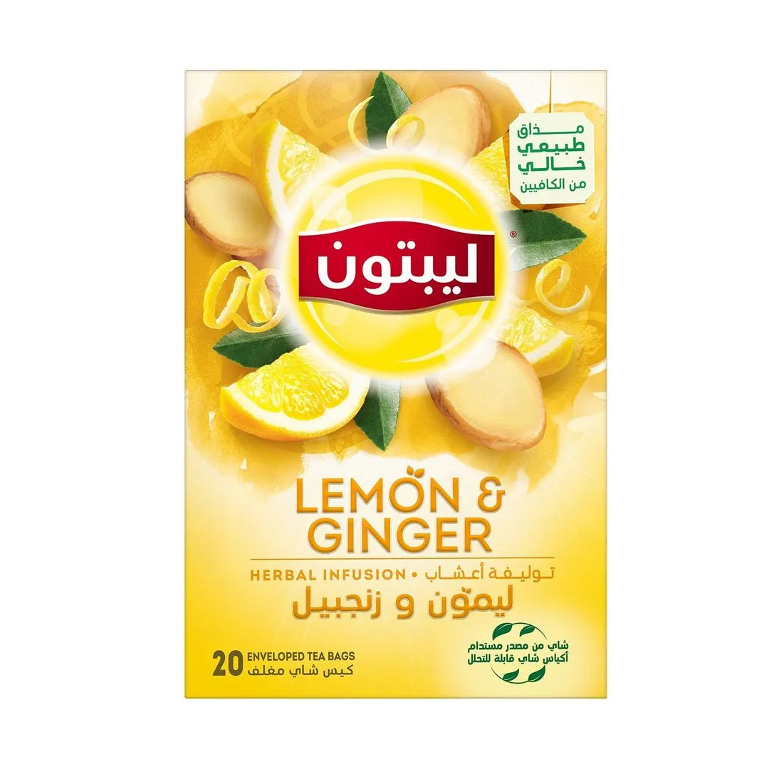 Lipton Herbal Infusion Tea Lemon & Ginger Teabags, 20 Teabags