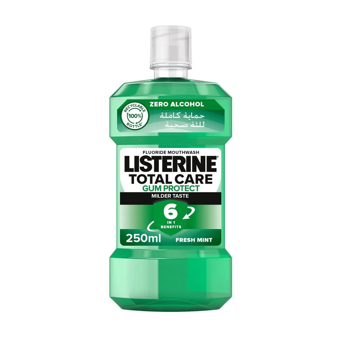 Listerine Total Care Gum Protect 6 Benefit Fluoride Daily Mouthwash Mildertaste Fresh Mint, 250ml