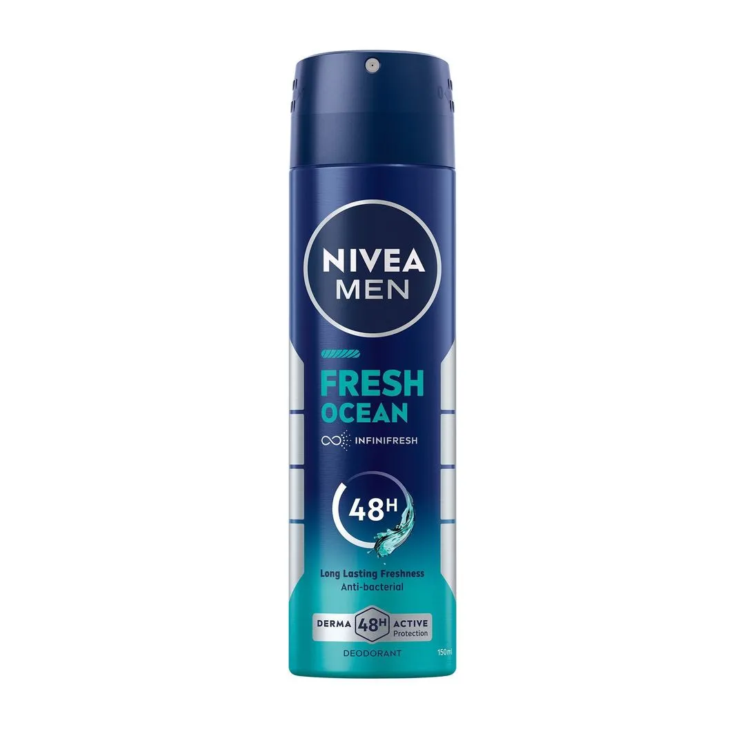 NIVEA Men Fresh Ocean 48H Antibacterial Deodorant Spray, 150ml