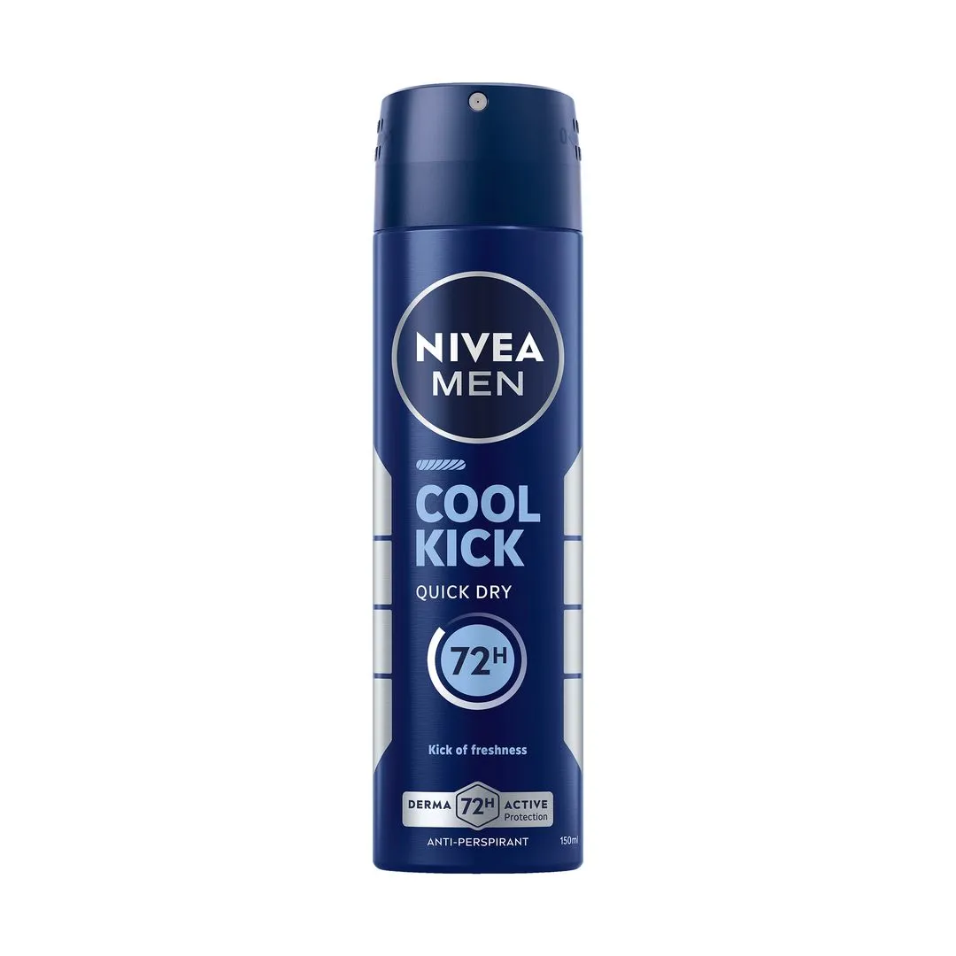 Nivea Men 48h Protection Cool Kick Fresh Scent Deodorant Spray for Men, 150ml