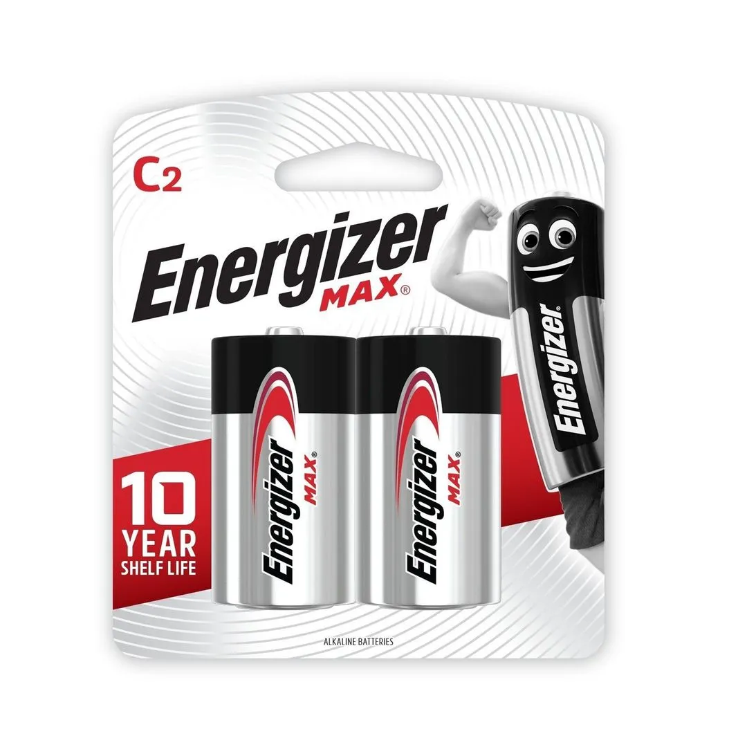 Energizer Max C2 Alkaline Batteries, 2 Pieces