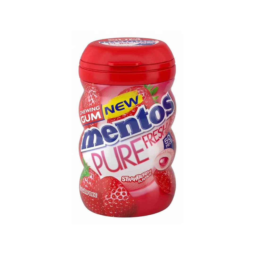 Mentos Pure Fresh Chewing Gum Strawberry Flavo, 50 Pieces