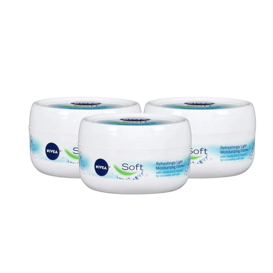 Nivea Soft Face, Body & Hands Cream Jar, 3x100ml