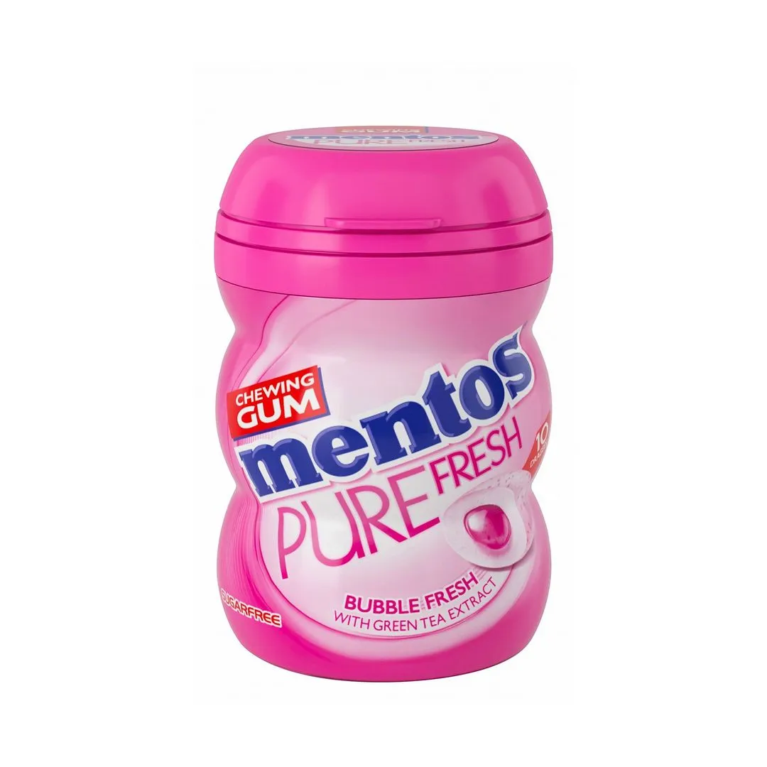 Mentos Pure Fresh Chewing Gums with Green Tea Extract Bubble Fresh Flavor, 10 Pieces