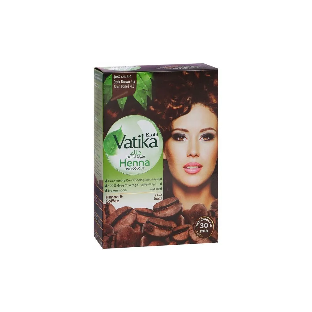Vatika Naturals Henna Hair Colour - Dark Brown 4.5, 6x10g