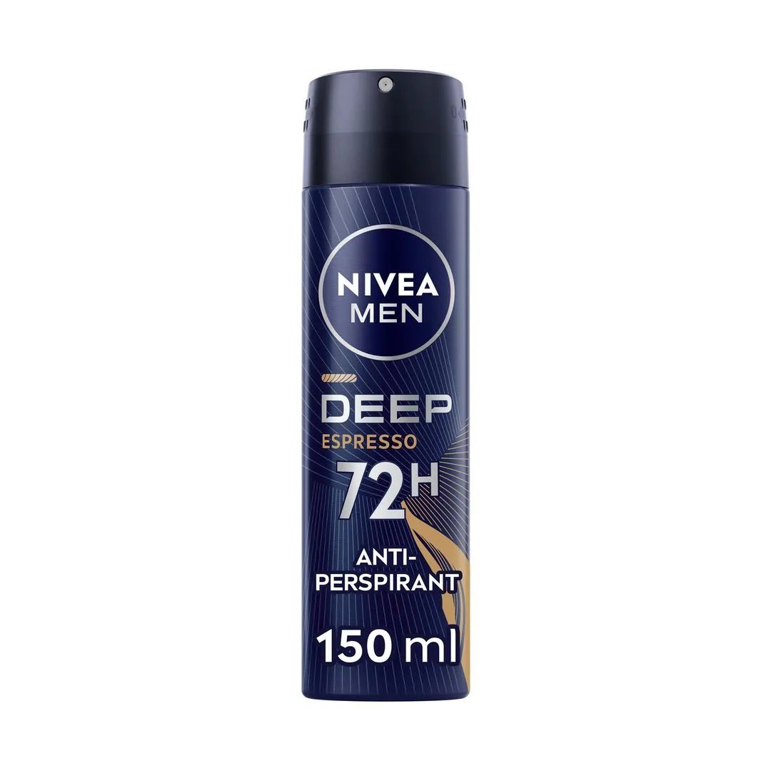 Nivea Men Deep Black Carbon Espresso Antiperspirant Antibacterial Deodorant Spray, 150ml