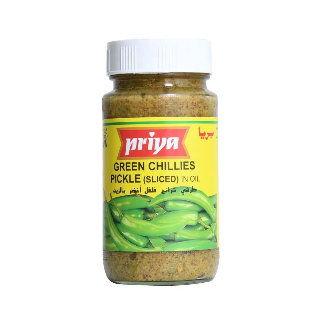 Priya Green Chillies Sliced Pickle in Oil, 300g
