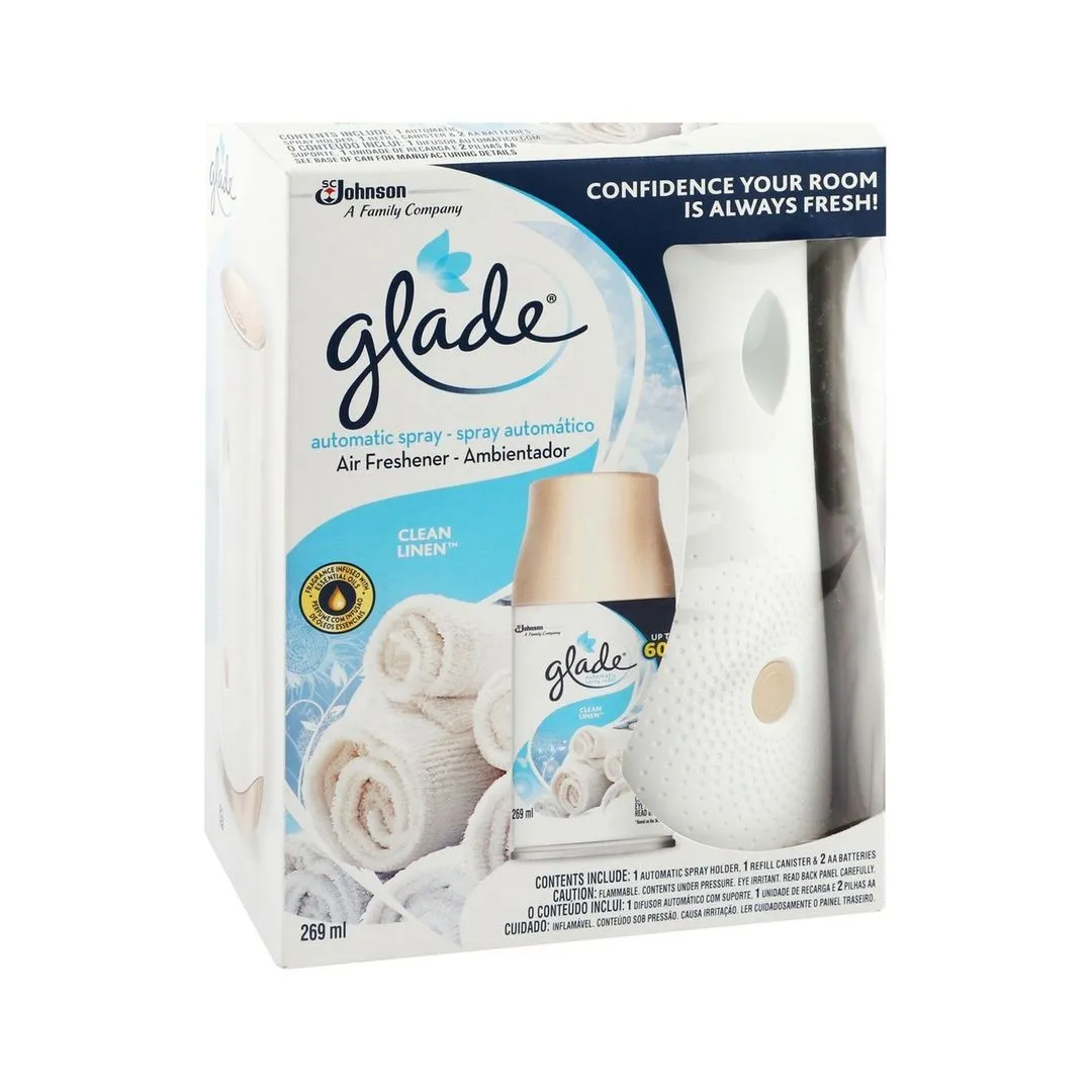 Glade Automatic Spray Holder & Clean Linen Refill Starter Kit, 269ml