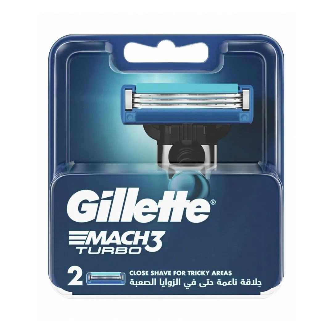 Gillette Mach3 Turbo 3D Replacement Blades, 2 Pieces