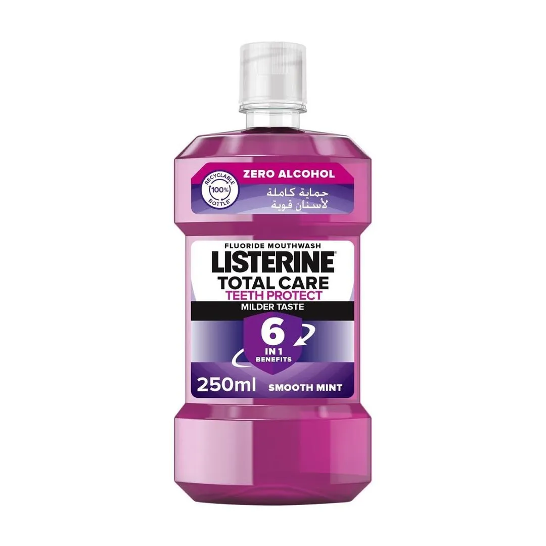Listerine Total Care Teeth Protect 6in1 Milder Taste Mouthwash Smooth Mint Flavor, 250ml