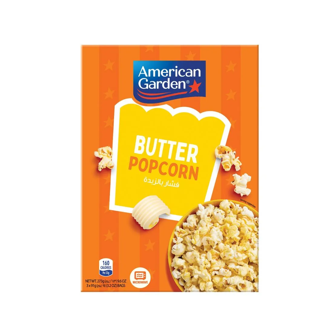 American Garden Microwave Butter Popcorn, 273g
