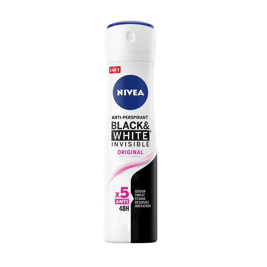 Nivea Clear Black & White Invisible 48H Antiperspirant Deodorant Spray for Women, 150ml
