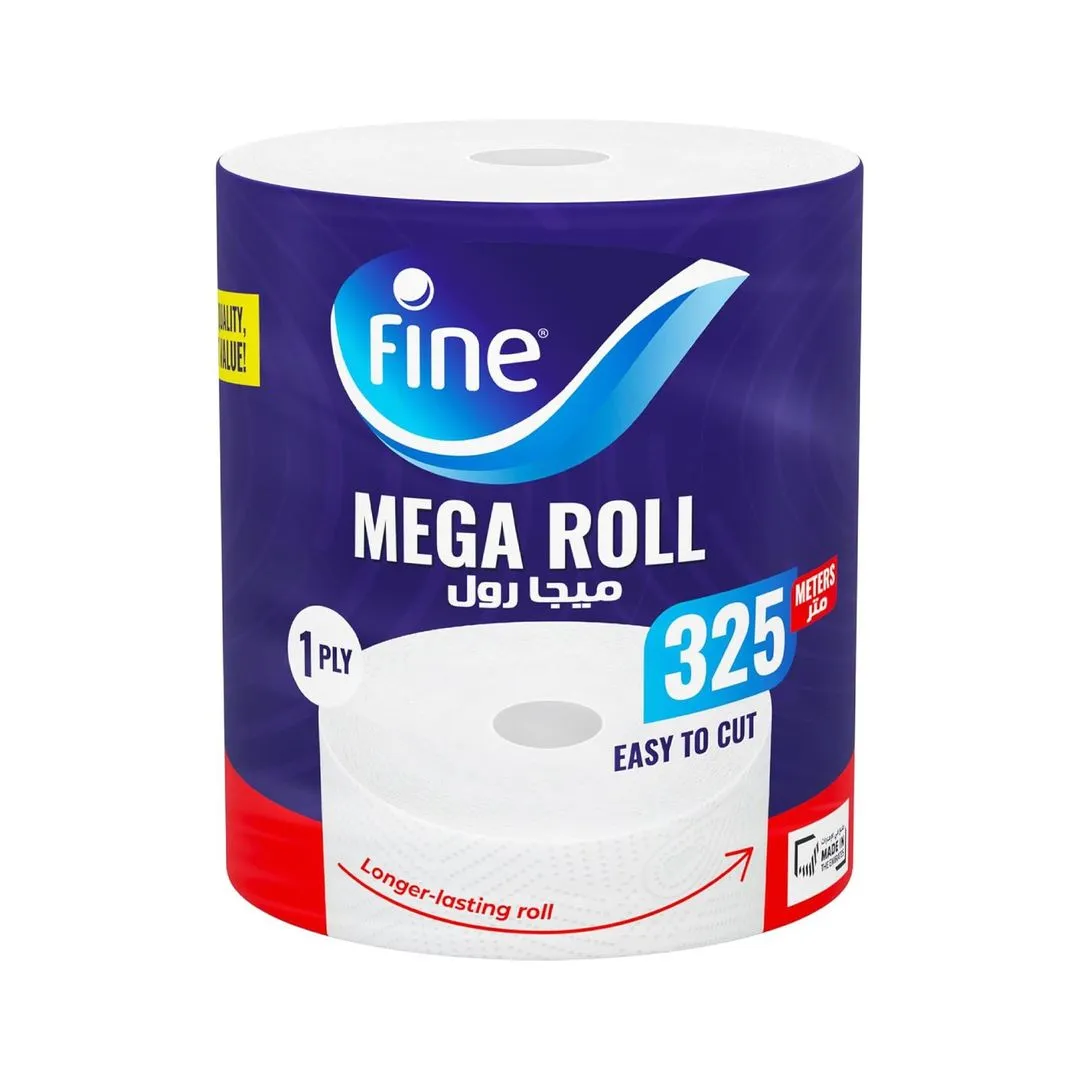 Fine 325m Mega Kitchen Perforated Towel Roll 1ply, 1500 tissues