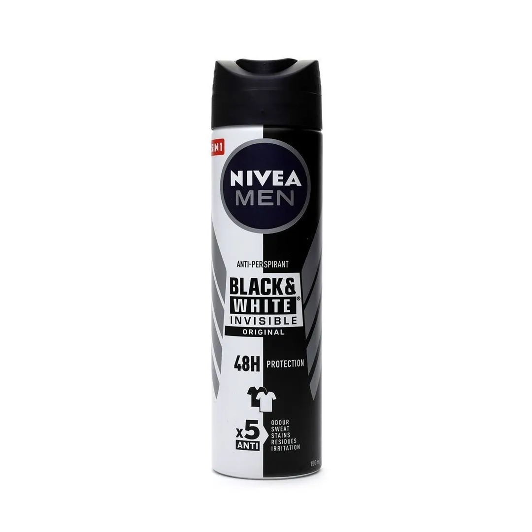 Nivea Men Black & White Spray Deodorant 72H, 150ml