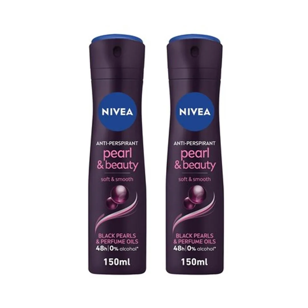 Nivea Pearl & Beauty Black Pearls Deodorant Spray For Women 2X150Ml
