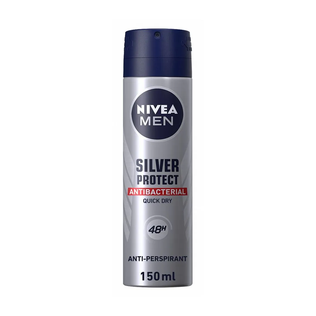 NIVEA Men Silver Protect 48H Antibacterial & Antiperspirant Deodorant Spray, 150ml