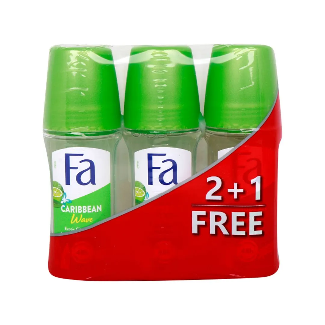 FA Caribbean Lemon Roll On 50ml, 3 Pieces