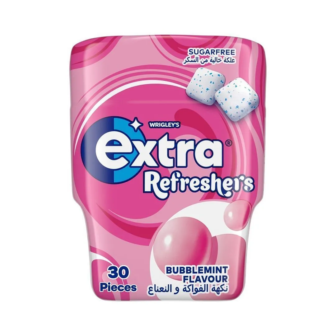 Wrigley's Extra Refreshers Sugar Free Bubblemint Flavor Gum, 30 Pieces, 67g