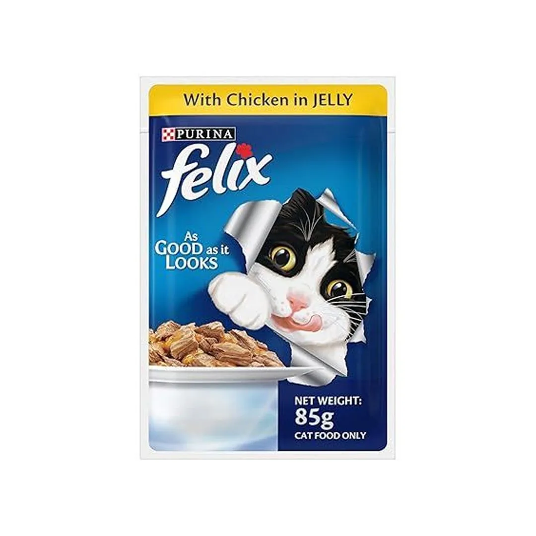 Purina Felix Adult Cat with Chicken In Jelly, 85g