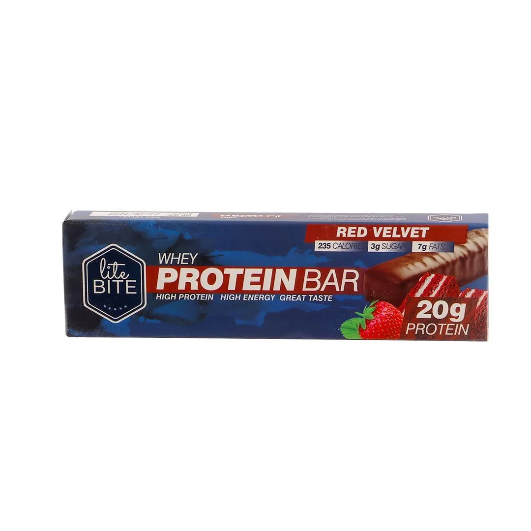 Lite Bite 30% (20g Protein) Red Velvet Whey Protein Bar, 70g