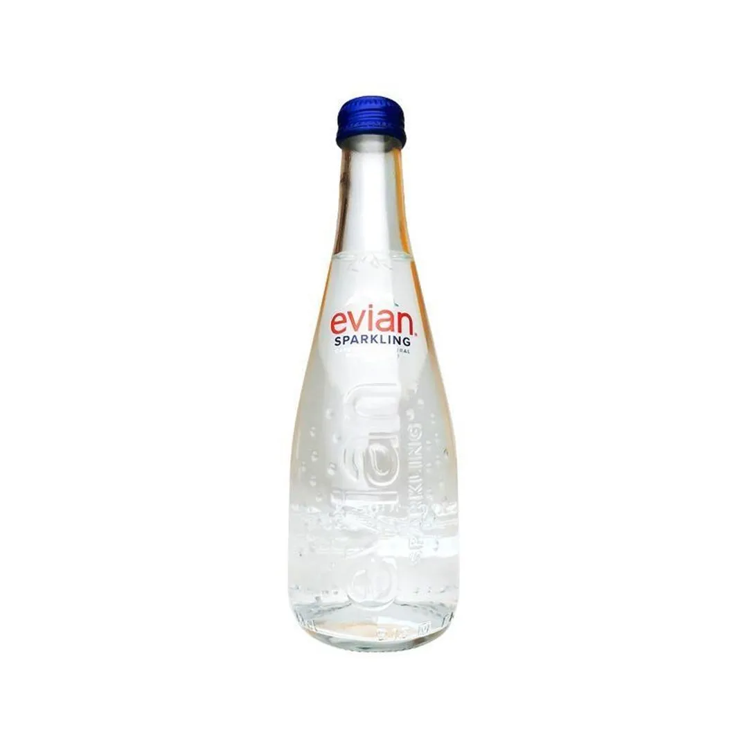 Evian Sparkling Natural Mineral Water Glass, 330ml