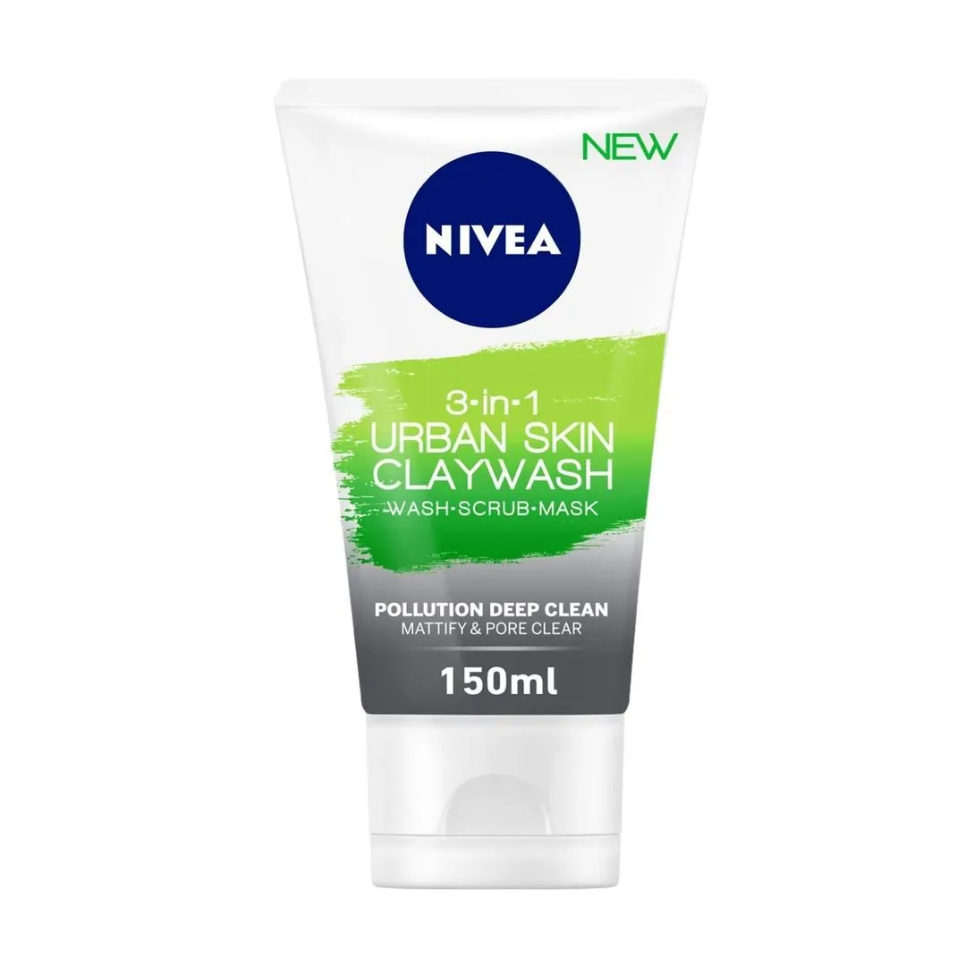 Nivea 3-in-1 Urban Skin Claywash Face Wash-Scrub-Mask, 150ml
