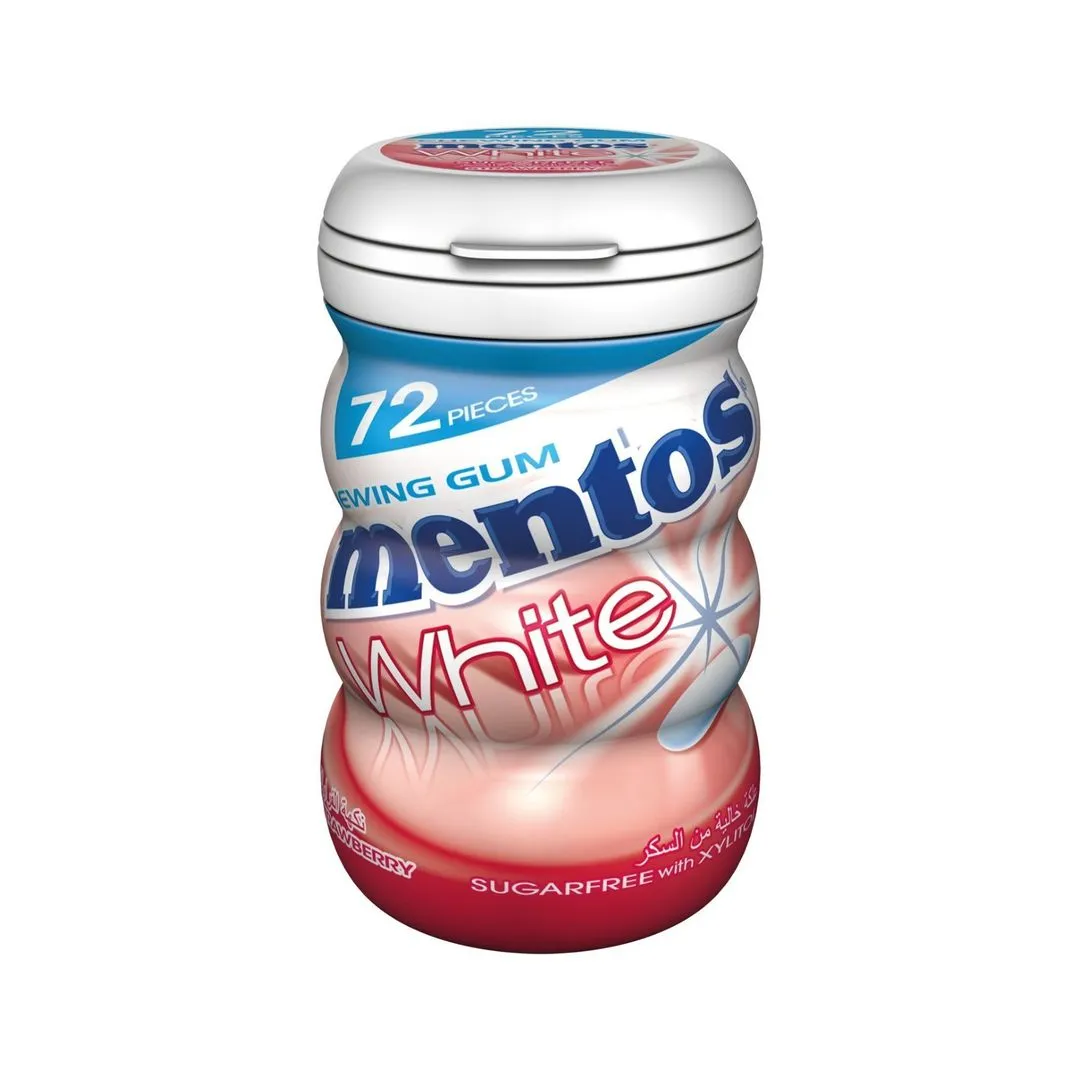 Mentos White Strawberry Sugar Free Gums, 72 Pieces