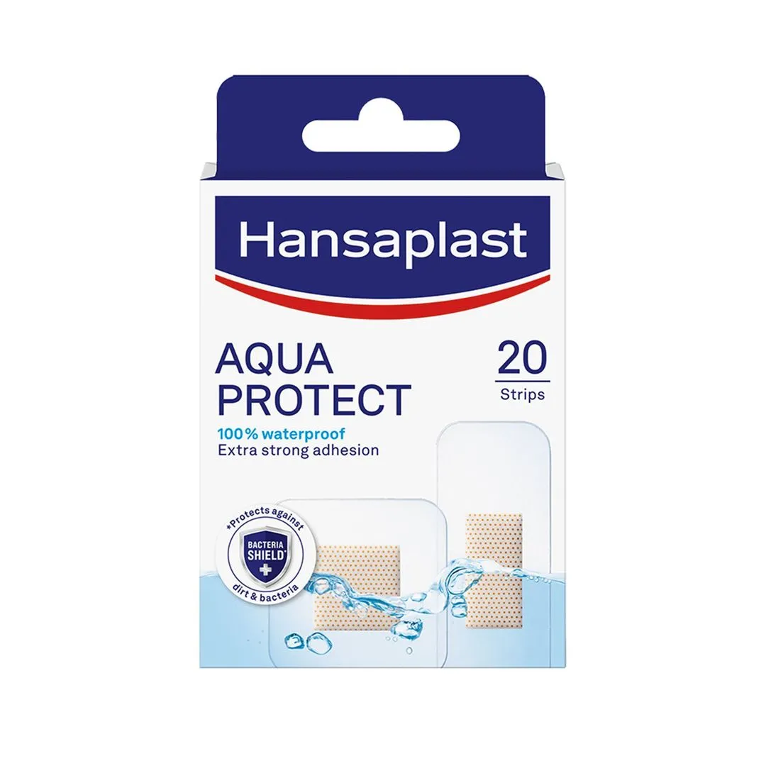 Hansaplast Extra Strong Adhesion Aqua Protect Plasters with Non-Stick Wound Pad, 20 Strips