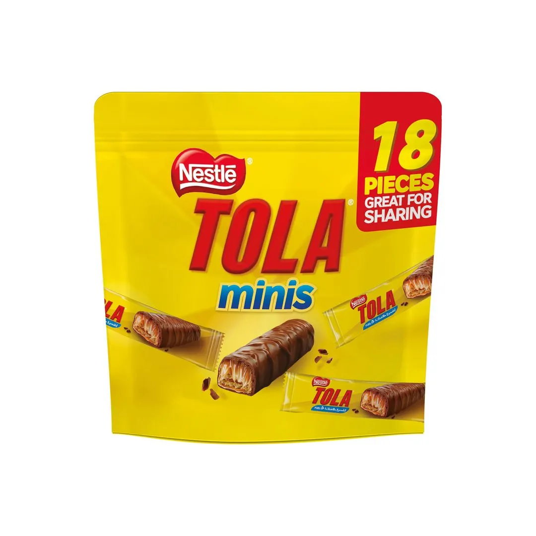Tola Minis Caramel & Milk Chocolate Crispy Wafer Bag (18 Pieces), 279g