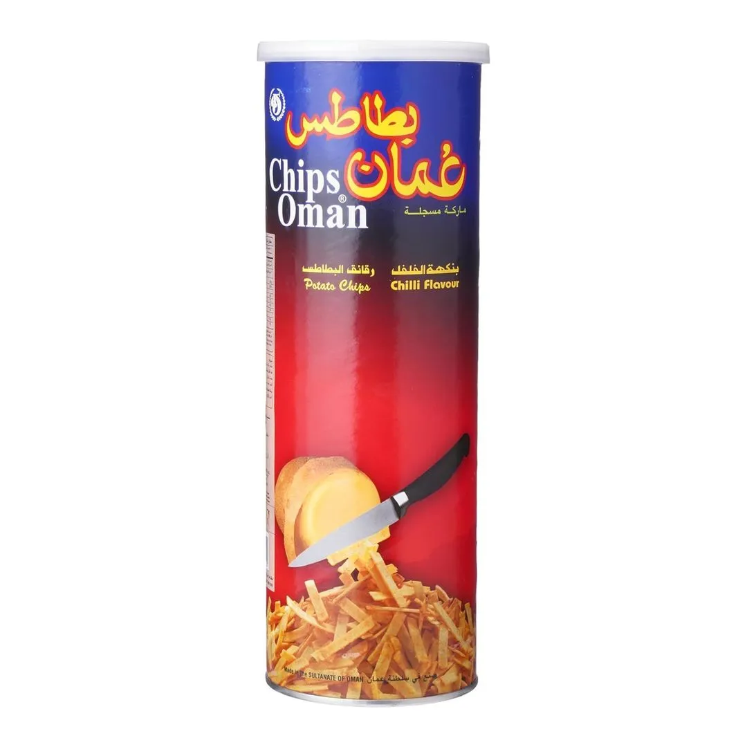 Oman Chips Chilli Flavour Potato Chips Can, 137g