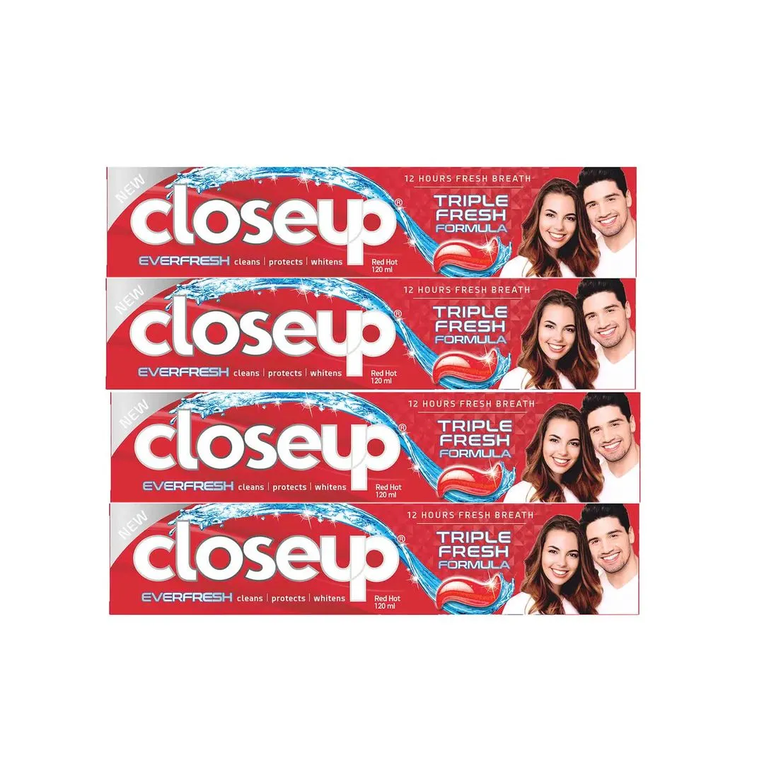 CloseUp Red Hot Triple Fresh Formula Toothpaste, 4x120ml